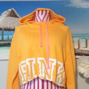 Pink crop top hoodie